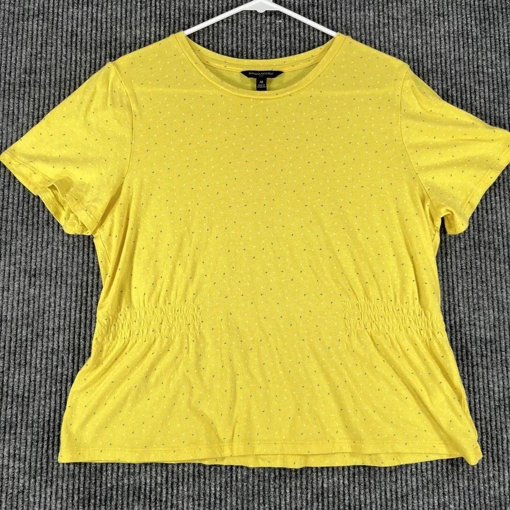 Banana Republic Shirt Womens Medium Yellow Short Sleeve Blouse Top Lightweight